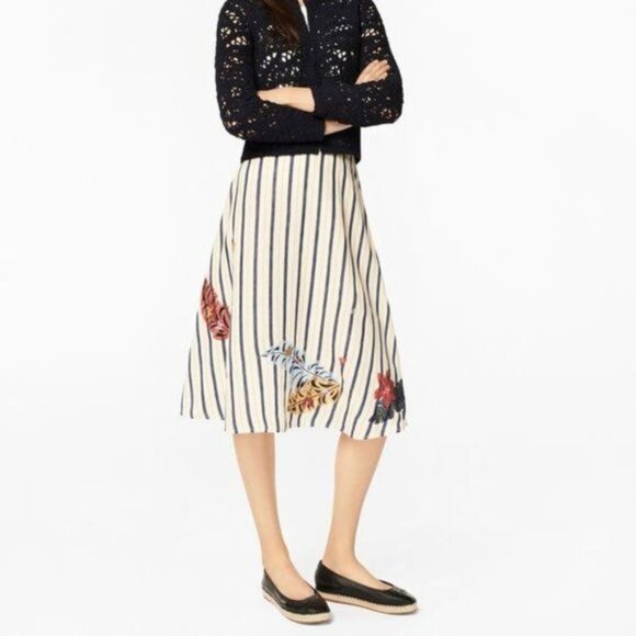 Brooks Brothers Dresses & Skirts - Brooks Brothers Embroidered Striped A Line Skirt